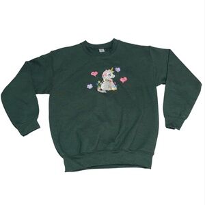 Kids Youth Small Gildan Heavy Blend Sweatshirt Embroidered Unicorn Floral Hearts